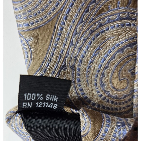 Michael Kors Tie 3.5 in Gold Paisley 100% Silk Necktie Men's Classic - Picture 4 of 4